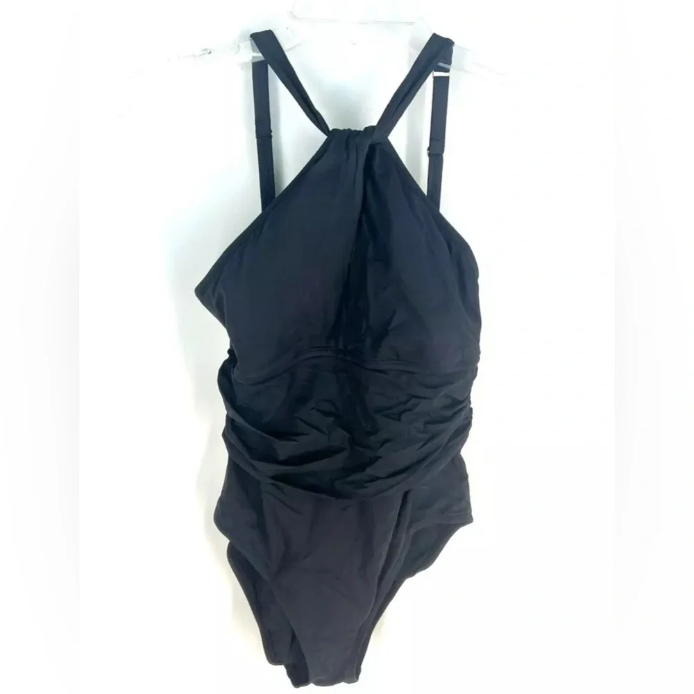Bleu Rod Beattie Women’s High Neck Black One Piece Swimsuit Size 8